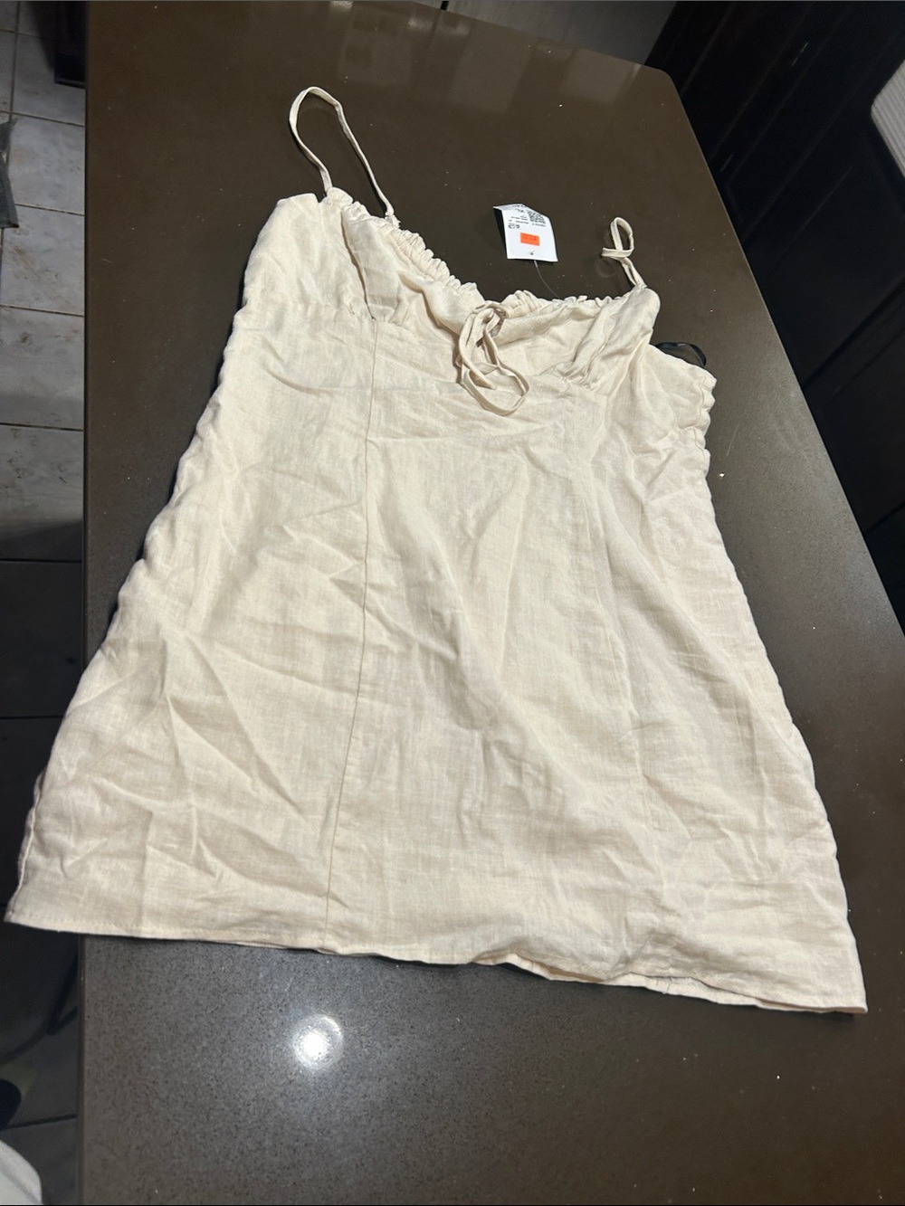 Forever 21 Cream Spaghetti Strap Linen-Blend Camisole